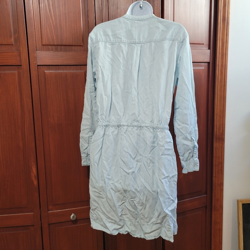 GAP Light Blue Button Up Workwear Style Dress Cinched Waist | Size Medium - Picture 8 of 12